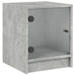 Tables de chevet et portes vitrées 2 pcs gris béton 35x37x42 cm – Image 4