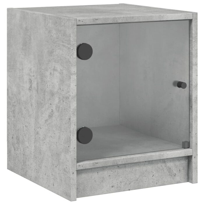 Tables de chevet et portes vitrées 2 pcs gris béton 35x37x42 cm – Image 4