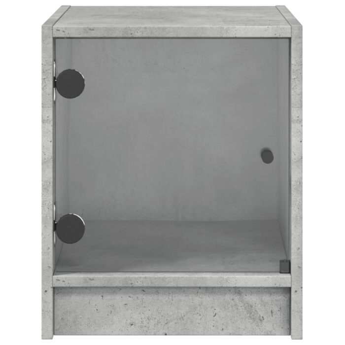 Tables de chevet et portes vitrées 2 pcs gris béton 35x37x42 cm – Image 5