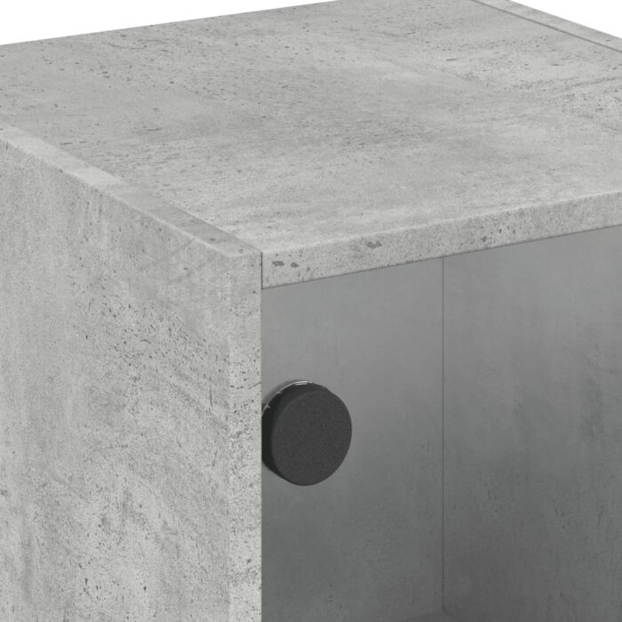 Tables de chevet et portes vitrées 2 pcs gris béton 35x37x42 cm – Image 8