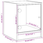 Table de chevet avec porte en verre chêne fumé 35x37x42 cm – Image 10