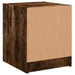 Table de chevet avec porte en verre chêne fumé 35x37x42 cm – Image 6