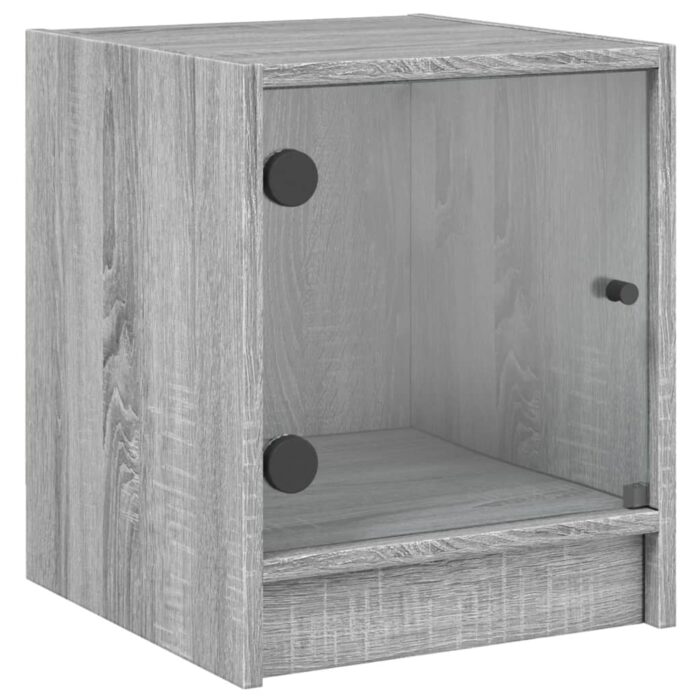 Tables de chevet et portes vitrées 2pcs sonoma gris 35x37x42cm – Image 4