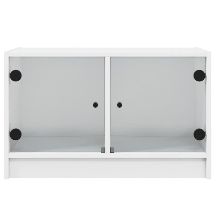 Meuble TV avec portes en verre blanc 68x37x42 cm – Image 4