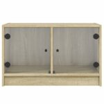 Meuble TV avec portes en verre chêne sonoma 68x37x42 cm – Image 4