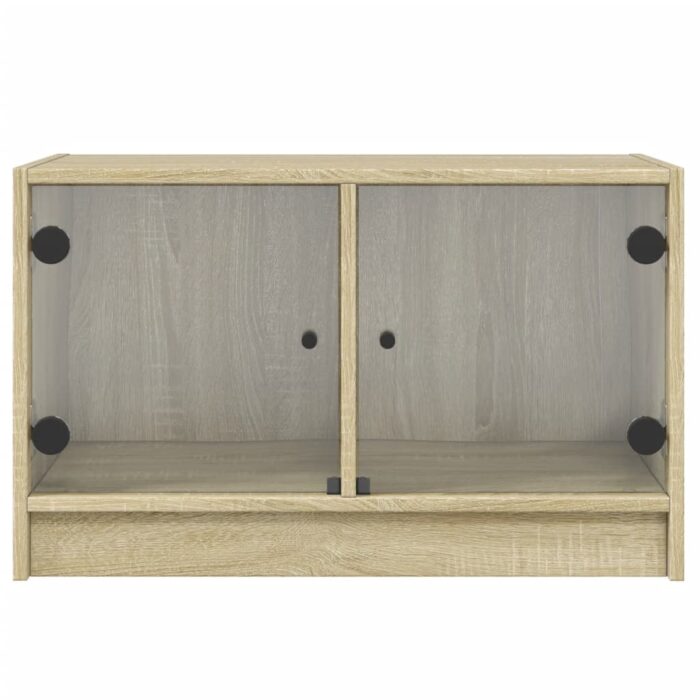 Meuble TV avec portes en verre chêne sonoma 68x37x42 cm – Image 4