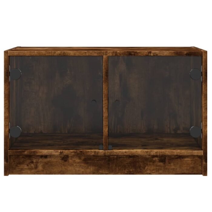 Meuble TV avec portes en verre chêne fumé 68x37x42 cm – Image 4