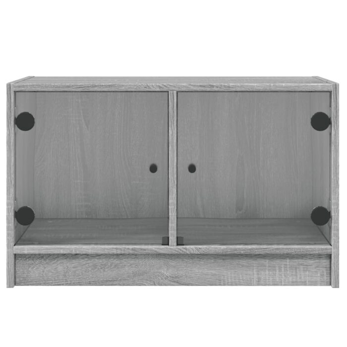 Meuble TV avec portes en verre sonoma gris 68x37x42 cm – Image 4