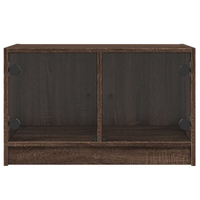 Meuble TV avec portes en verre chêne marron 68x37x42 cm – Image 4