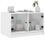 Table basse avec portes en verre blanc 68x50x42 cm – Image 2