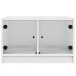 Table basse avec portes en verre blanc 68x50x42 cm – Image 4