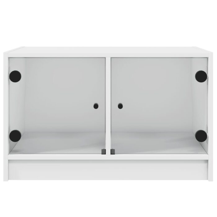 Table basse avec portes en verre blanc 68x50x42 cm – Image 4