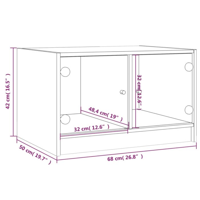 Table basse avec portes en verre blanc 68x50x42 cm – Image 9