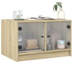 Table basse avec portes en verre chêne sonoma 68x50x42 cm – Image 2