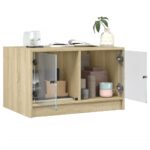 Table basse avec portes en verre chêne sonoma 68x50x42 cm – Image 3