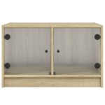 Table basse avec portes en verre chêne sonoma 68x50x42 cm – Image 4