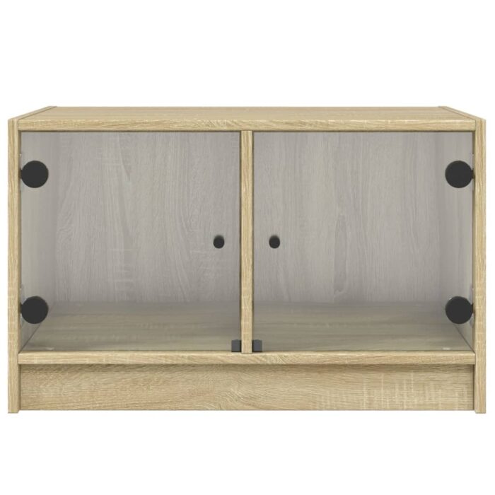 Table basse avec portes en verre chêne sonoma 68x50x42 cm – Image 4
