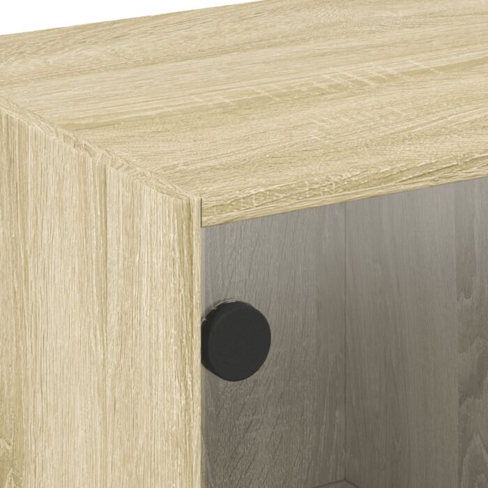Table basse avec portes en verre chêne sonoma 68x50x42 cm – Image 7