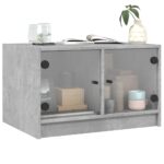Table basse avec portes en verre gris béton 68x50x42 cm – Image 2