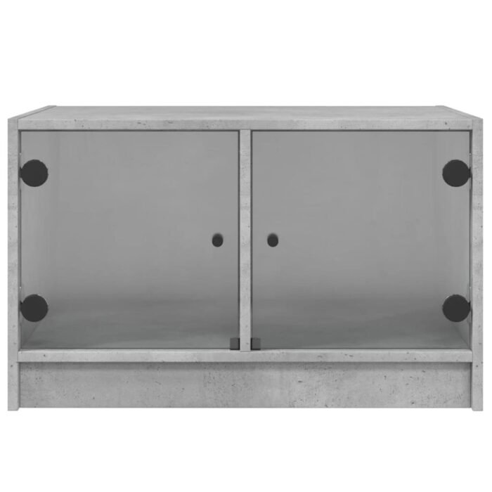 Table basse avec portes en verre gris béton 68x50x42 cm – Image 4