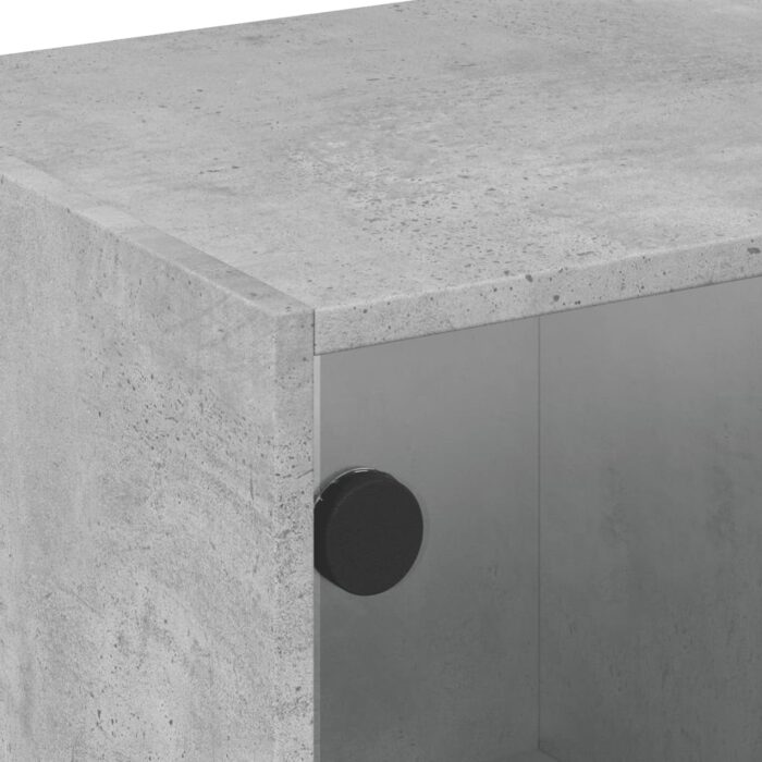Table basse avec portes en verre gris béton 68x50x42 cm – Image 7