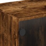 Table basse avec portes en verre chêne fumé 68x50x42 cm – Image 7