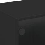 Meuble TV avec portes en verre noir 102x37x42 cm – Image 7