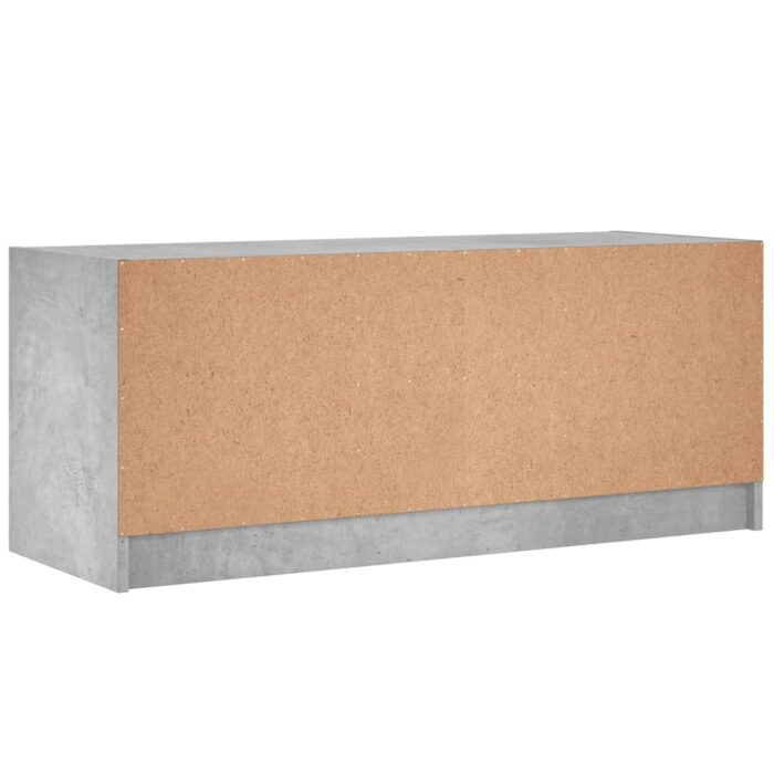 Meuble TV avec portes en verre gris béton 102x37x42 cm – Image 6
