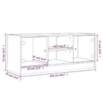 Meuble TV avec portes en verre gris béton 102x37x42 cm – Image 9