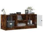 Meuble TV avec portes en verre chêne fumé 102x37x42 cm – Image 3