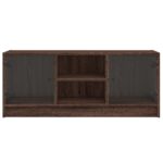 Meuble TV avec portes en verre chêne marron 102x37x42 cm – Image 4