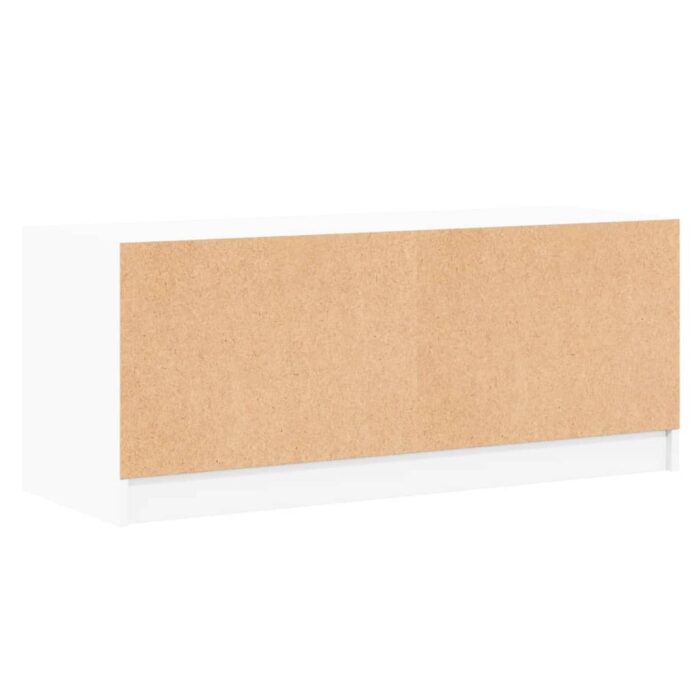 Meuble TV avec portes en verre blanc 102x37x42 cm – Image 6