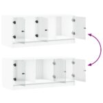 Meuble TV avec portes en verre blanc 102x37x42 cm – Image 7
