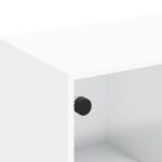 Meuble TV avec portes en verre blanc 102x37x42 cm – Image 8