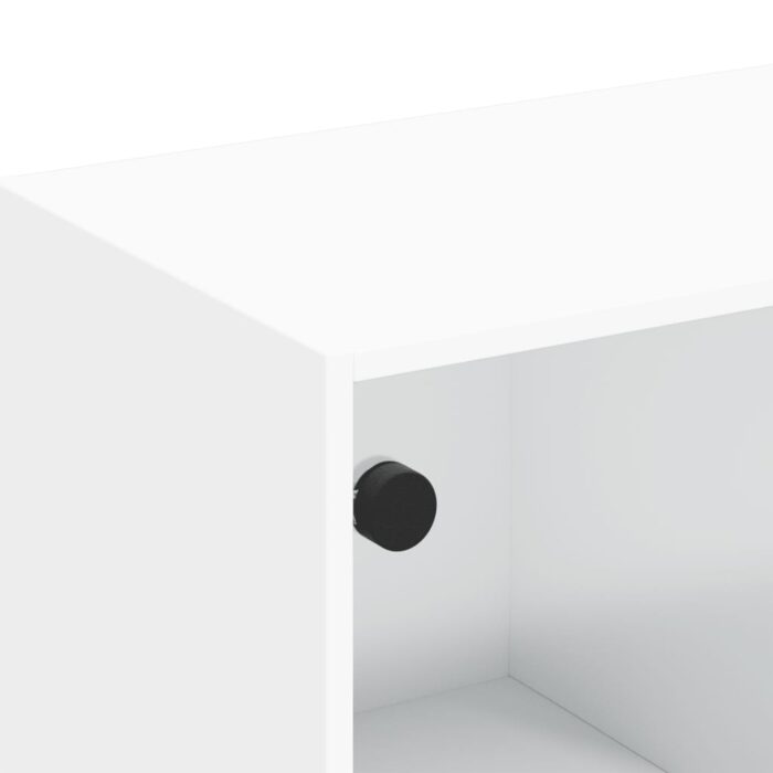 Meuble TV avec portes en verre blanc 102x37x42 cm – Image 8