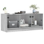 Meuble TV avec portes en verre sonoma gris 102x37x42 cm – Image 2
