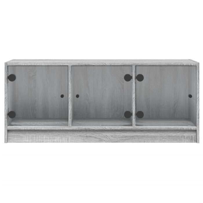 Meuble TV avec portes en verre sonoma gris 102x37x42 cm – Image 4