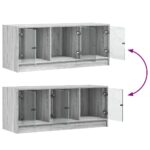 Meuble TV avec portes en verre sonoma gris 102x37x42 cm – Image 8