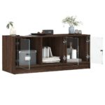 Meuble TV avec portes en verre chêne marron 102x37x42 cm – Image 3