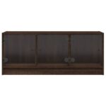 Meuble TV avec portes en verre chêne marron 102x37x42 cm – Image 4