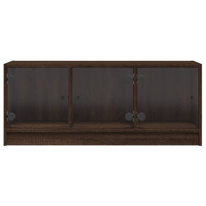 Meuble TV avec portes en verre chêne marron 102x37x42 cm – Image 4