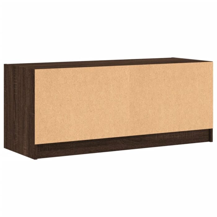 Meuble TV avec portes en verre chêne marron 102x37x42 cm – Image 6