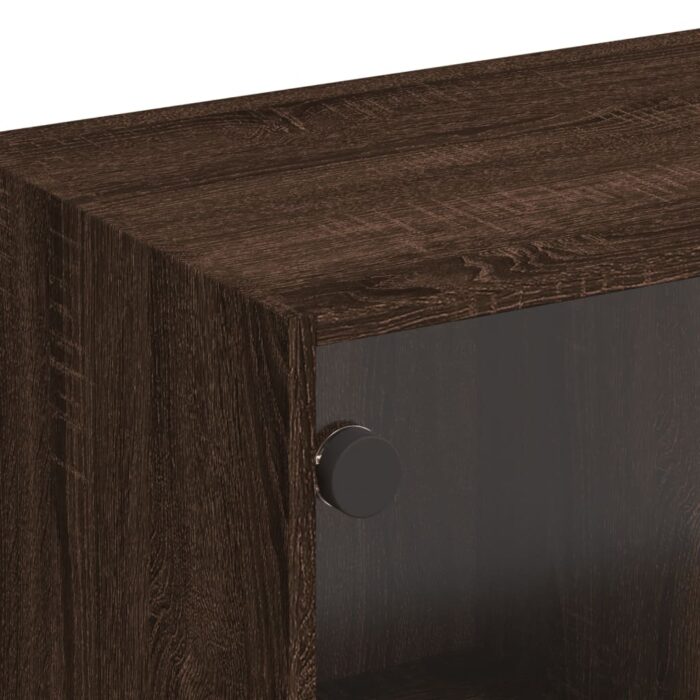 Meuble TV avec portes en verre chêne marron 102x37x42 cm – Image 7