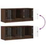 Meuble TV avec portes en verre chêne marron 102x37x42 cm – Image 8