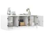 Table basse avec portes en verre blanc 102x50x42 cm – Image 3