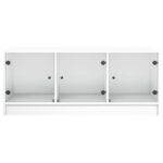 Table basse avec portes en verre blanc 102x50x42 cm – Image 4