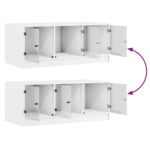 Table basse avec portes en verre blanc 102x50x42 cm – Image 7
