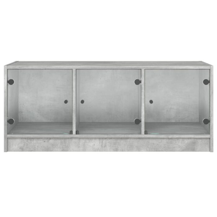 Table basse avec portes en verre gris béton 102x50x42 cm – Image 4