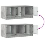 Table basse avec portes en verre gris béton 102x50x42 cm – Image 7