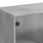 Table basse avec portes en verre gris béton 102x50x42 cm – Image 8